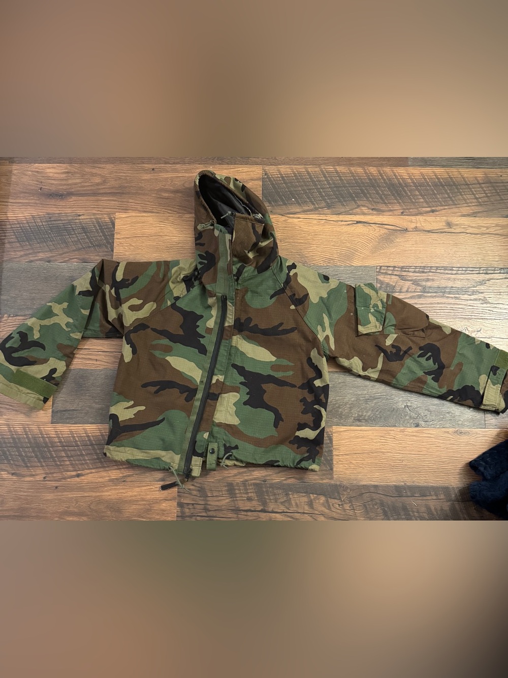 Official Military Camouflage Hooded Raincoat Jacket - Green Camo